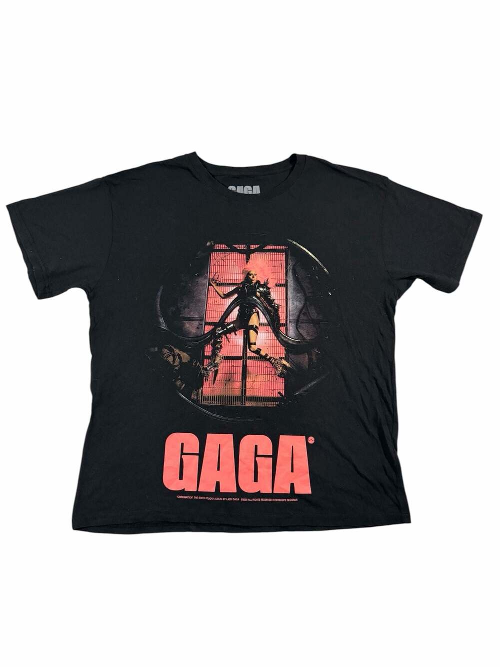 Lady Gaga Chromatica Album Cover Graphic T-Shirt Black Size XL